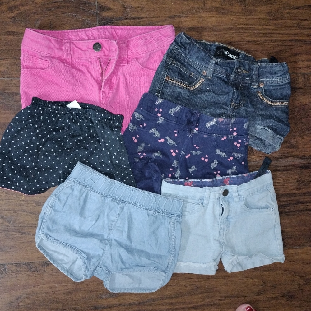 6 pair little girl shorts size 5-6